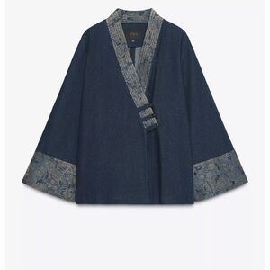 Zara JACQUARD FAUX DENIM KIMONO M/L